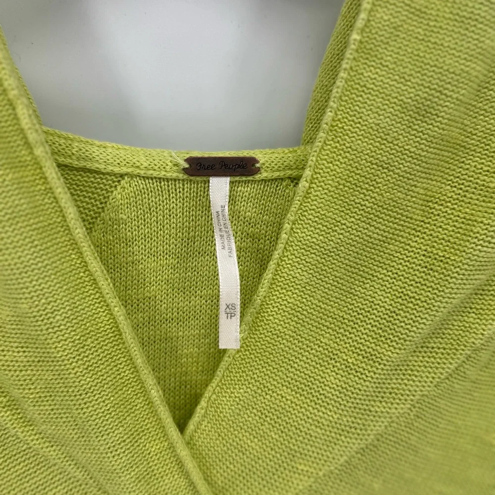 Free People Optimistic Linen Blend Sweater Lime Green Size XS